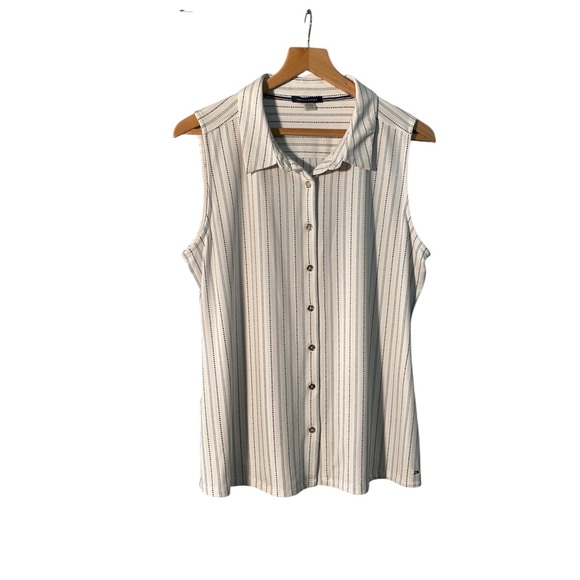 Tommy Hilfiger Tops - Tommy Hilfiger Beige Striped Button-Down Sleeveless Top